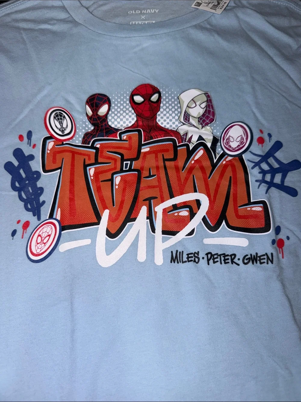 Old Navy Light Blue Spider-Man 'Team Up' Graphic Tee